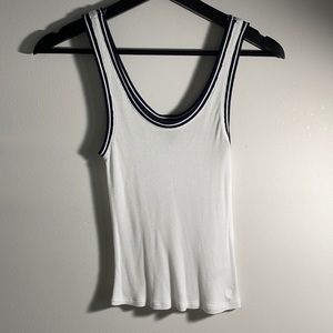 white and navy aero tank